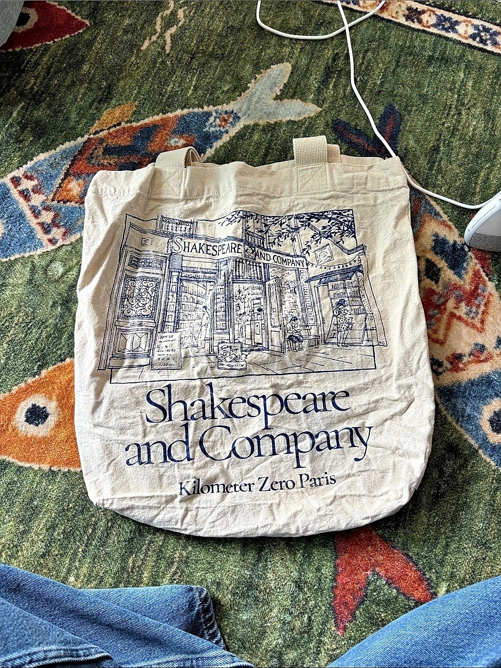 Shakespeare and Company Kilometer Zero Paris Bookstore Tote Bag Tote Bag, Cream